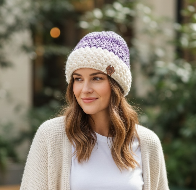 Purplicious Acorn Alpine Beanie