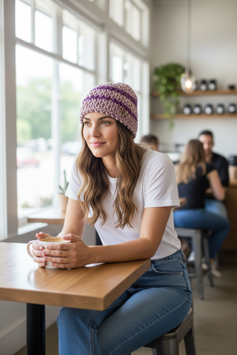 Lilac Rings Alpine Beanie