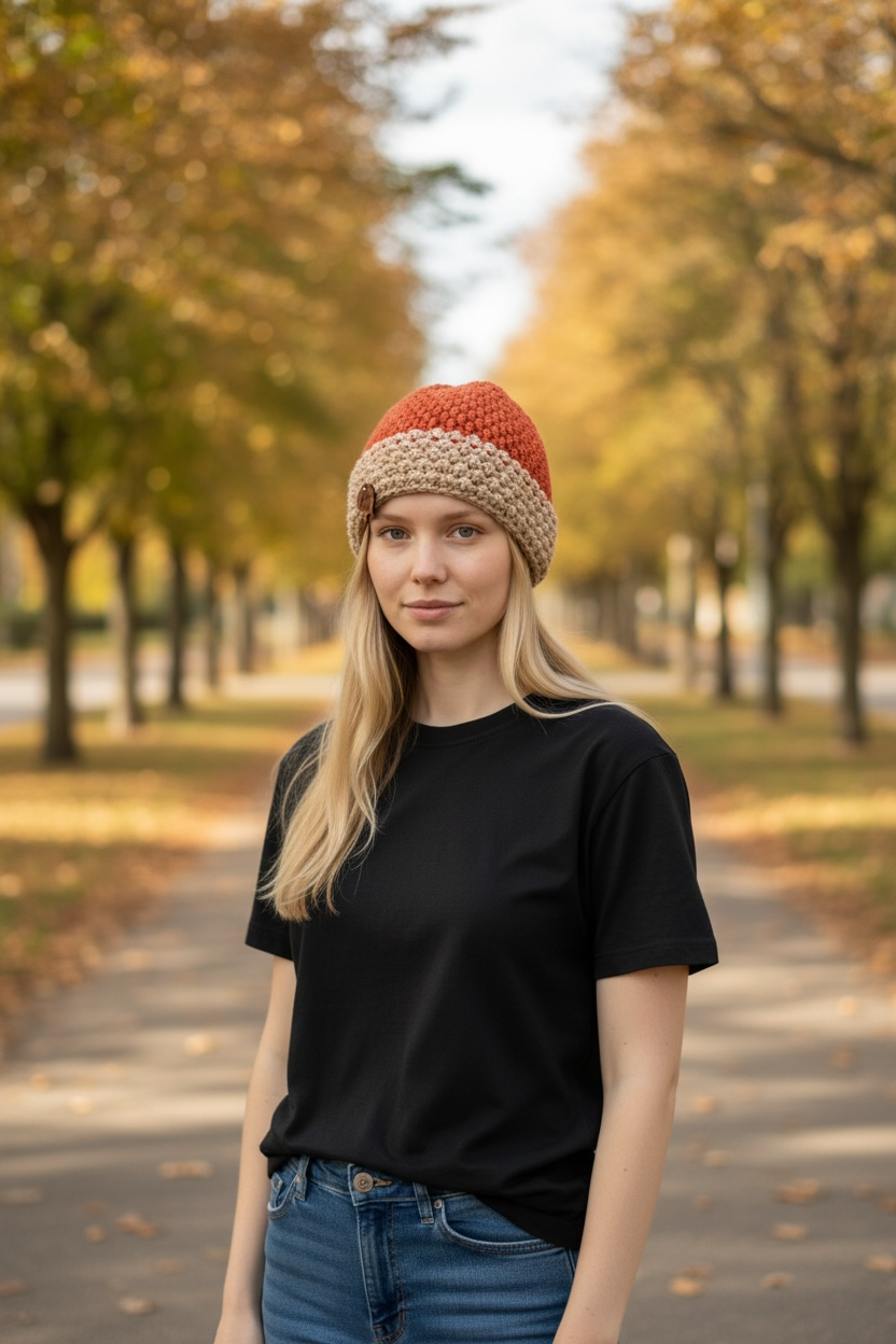 Pumpkin Acorn Alpine Beanie